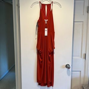 Bcbg burnt orange dress with pockets stretchy material